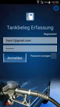 App zur online Auftragserfassung für Tankbelege